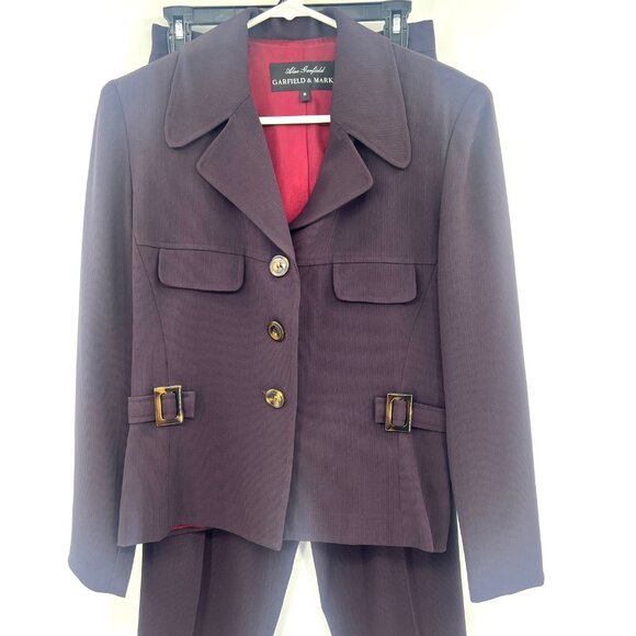 Garfield & Marks Brown Textured Pant Suit Women's 8/10 - Picture 2 of 9